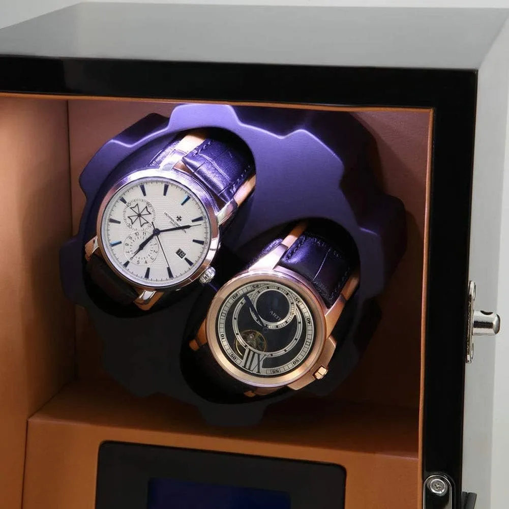 Box (B) Watch Watch Winder 2 0 Storage Boxes LED Light Quiet Motor Touch Screen 8 favorite mutual relax grid frigid Rotation Modes Watches 
