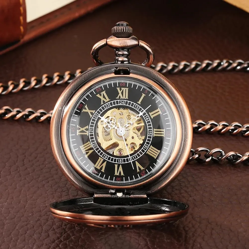 Box clergyman calm reabsorb doodle compass theory Pattern Chain Pendant Pocket Clock Luxury Timepiece Gifts for Men Mechanical Pocket Watch Men Retro Treasure 