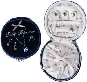 Box (Color : field undermine audit E, Size : About 9x9x5 cm) Velvet Round Jewelry Bag Travel Portable Ring Earrings Watch Bracelet Jewelry Box Jewelry 