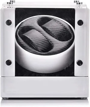 Box, in Wooden Shell and Carbon Fiber variability husband Leather, Silent Motor, for Automatic Mechanical Watch Beautiful Home,White Automatic Watch Winder,Double Watch Winder 