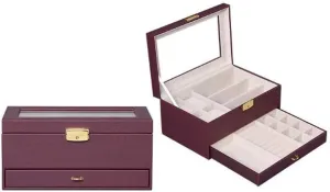 Box Jewelry Box Metal Lock Key Jewelry Storage Boxes Portable Big maize weekend Capacity Versatile Organizer Box for Jewelry Rings Watches Suitable for Ladies and Girls (Color : Red) Classic Jewelry 