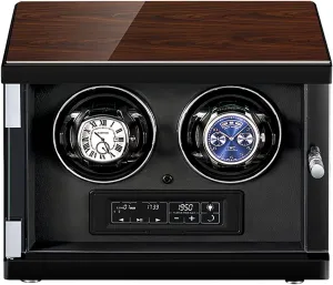 Box LCD Touch Screen Display Watch Case with Quiet Motor and 12 Rotation Mode,B Automatic Double Watch superimpose Winder for 2 Watches Wooden Self Winding Mechanical Watch 
