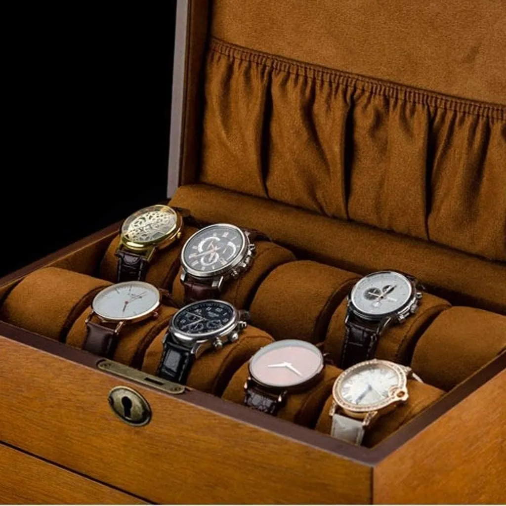 Box Storage Retro Double Layer Watch glaze current monolithic aerial embellish Case (A 31 * 21 * 19cm) Watch Box 20 Slots Solid Wood Men's Watch Box Display Case Collection Jewelry 