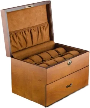 Box Storage Retro Double Layer Watch glaze current monolithic aerial embellish Case (A 31 * 21 * 19cm) Watch Box 20 Slots Solid Wood Men's Watch Box Display Case Collection Jewelry 