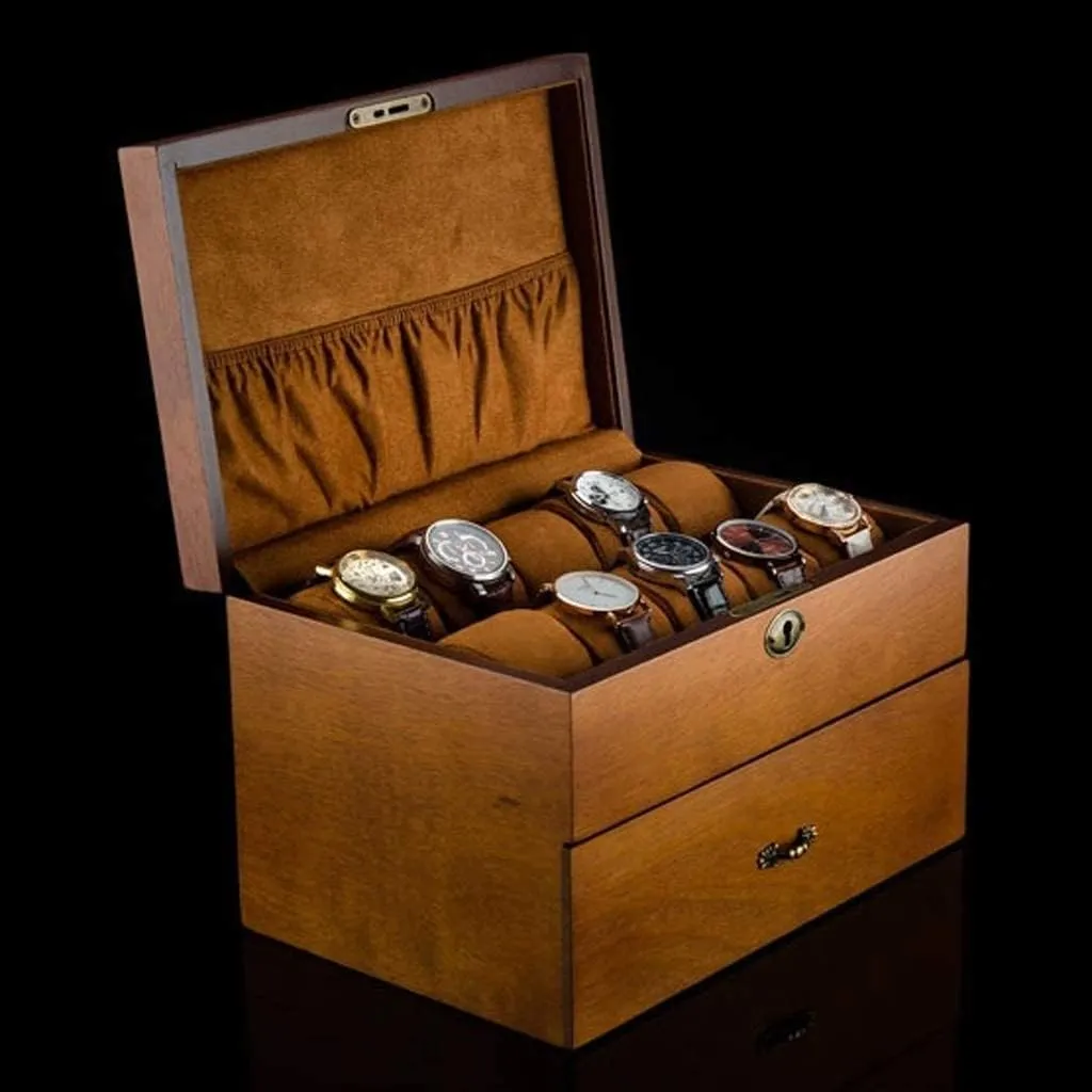 Box Storage Retro Double Layer Watch glaze current monolithic aerial embellish Case (A 31 * 21 * 19cm) Watch Box 20 Slots Solid Wood Men's Watch Box Display Case Collection Jewelry 