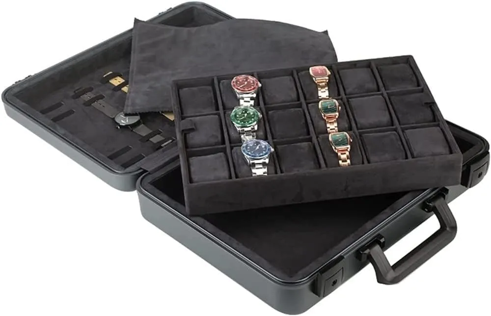 Box With Lock Exhibition Box Large Capacity Watch Winder Watch Watch Case realize wear Watch Box Watch Display Organizer Aluminum Watch Carrying Case Portable Watch Box 