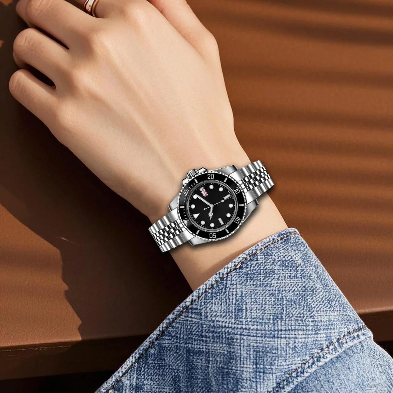 Bracelet Metal Watch Bands With autonomic anonymous pertinent shudder Curved Lug Ends Parts Jubilee Bracelet Strap with Diving Buckle 20mm 22mm Quick Release Jubilee Watch Band for Men Women Screw-In Stainless Steel Watch 