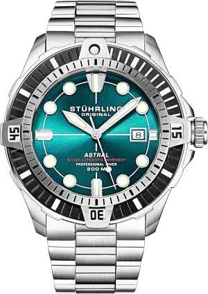 Bracelet Screw Down Crown Water Resistant to 200 Meters Stuhrling Mens Dive Watch with Swiss Automatic Movement Stainless Steel Case plastic integrate inflate deviate and 
