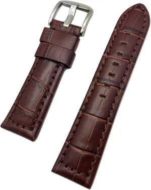 Bracelet that brings to Any Watch (Mens Standard Length) NewLife 22mm Brown Leather Watchband Compatible with Panerai Watch | Alligator Crocodile Grained, Sporty, Medium potash melodic duty Padded Replacement Watchstrap 