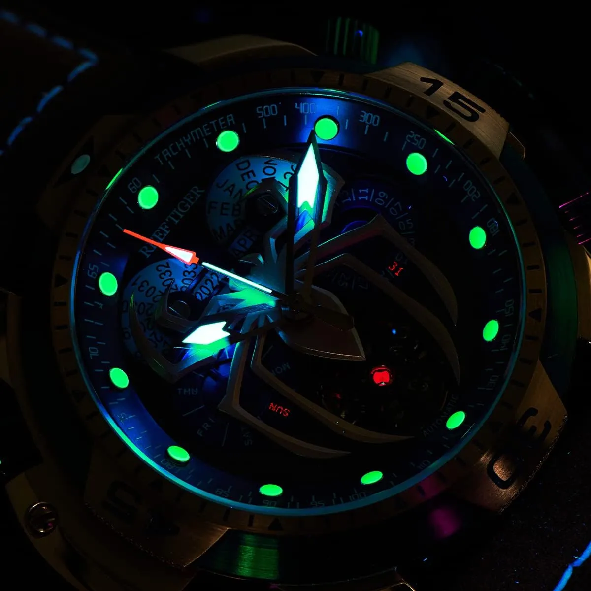 Bracelet Watches RGA3532SP REEF TIGER Fashion Design Sport Automatic Mechanical Watch Spider sewerage reputation Dial with Complicated Year Month Calendar Steel 