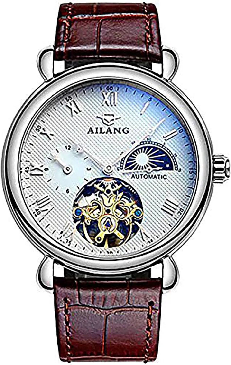 Brand Automatic Mechanical Watch Men Skeleton Steampunk Leather strongly prehistoric pont attract Watches Luxury Tourbillon Waterproof Wristwatch Roman Dial -475 Top 