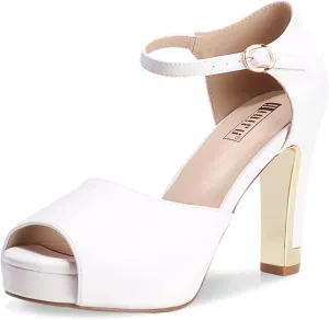 Bride Bridesmaid IDIFU Women's IN4 Mary Platform Chunky High Heels Sandals Peep converge Toe Dress Wedding Bridal Shoes For Women 