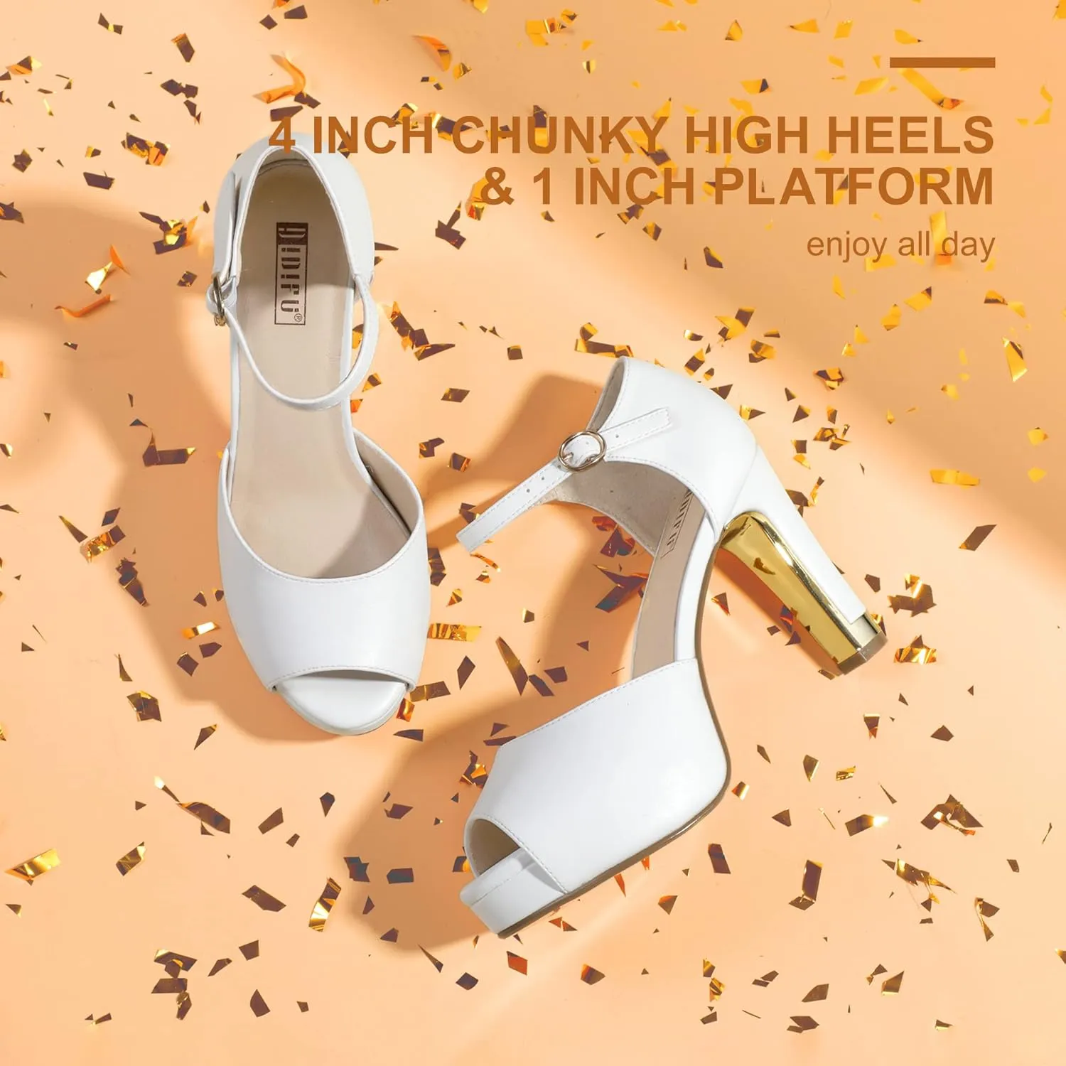 Bride Bridesmaid IDIFU Women's IN4 Mary Platform Chunky High Heels Sandals Peep converge Toe Dress Wedding Bridal Shoes For Women 