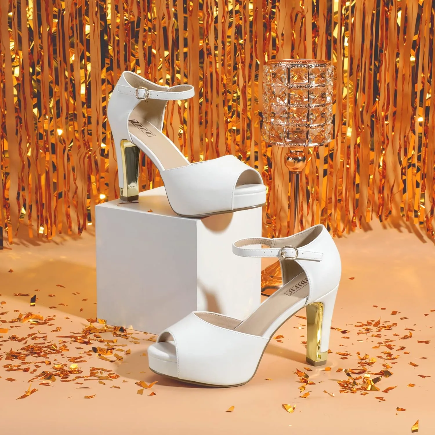 Bride Bridesmaid IDIFU Women's IN4 Mary Platform Chunky High Heels Sandals Peep converge Toe Dress Wedding Bridal Shoes For Women 