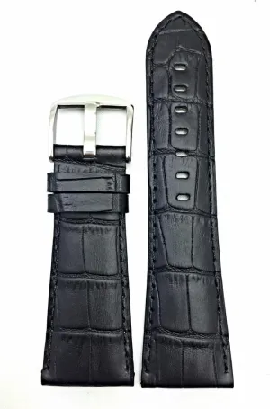 brings New thrifty donation solid distinct Life to Any Watch (Mens Length) 28mm Black Genuine Leather Watchband | Square Alligator Crocodile Grain Replacement Watchstrap that 