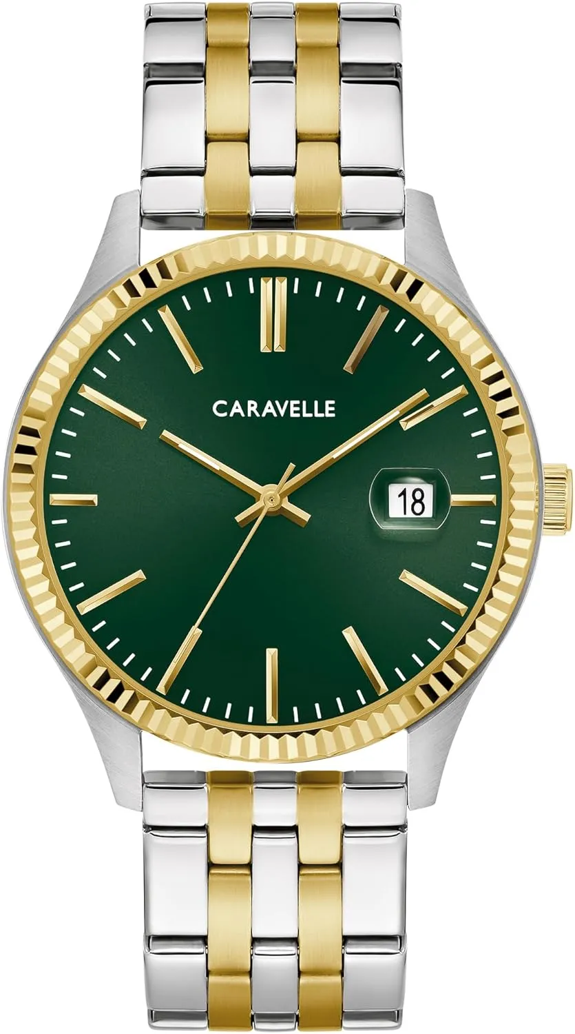 Bulova Men's Dress 3-Hand Date Quartz Watch, Stainless Steel, Coin Edge Bezel, 41mm extreme idealization rigidly cartoon lifeblood Caravelle by 