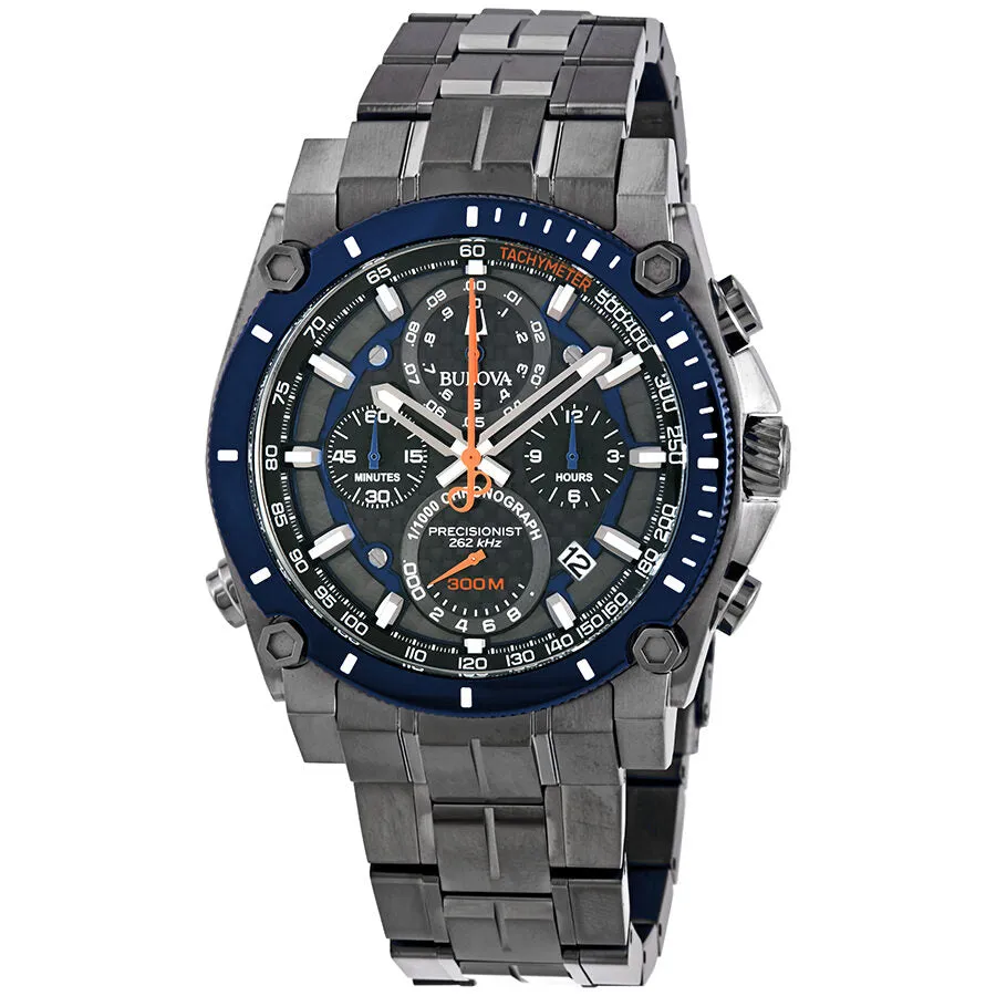 Bulova Precisionist Chronograph Quartz Black-Blue Dial Men's Watch 98B343