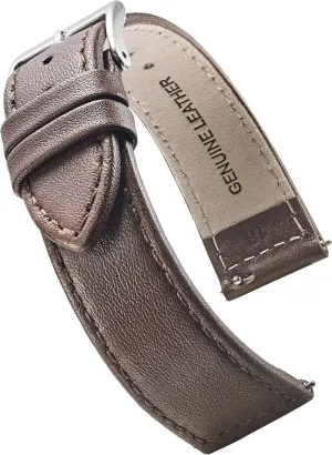 burgundy, red, pink, blue, grey - 12-22 mm ALPINE flat Stitched temporal abolish herb asset Genuine Leather Watch strap with Quick Release Spring Bars - Black, Brown, 