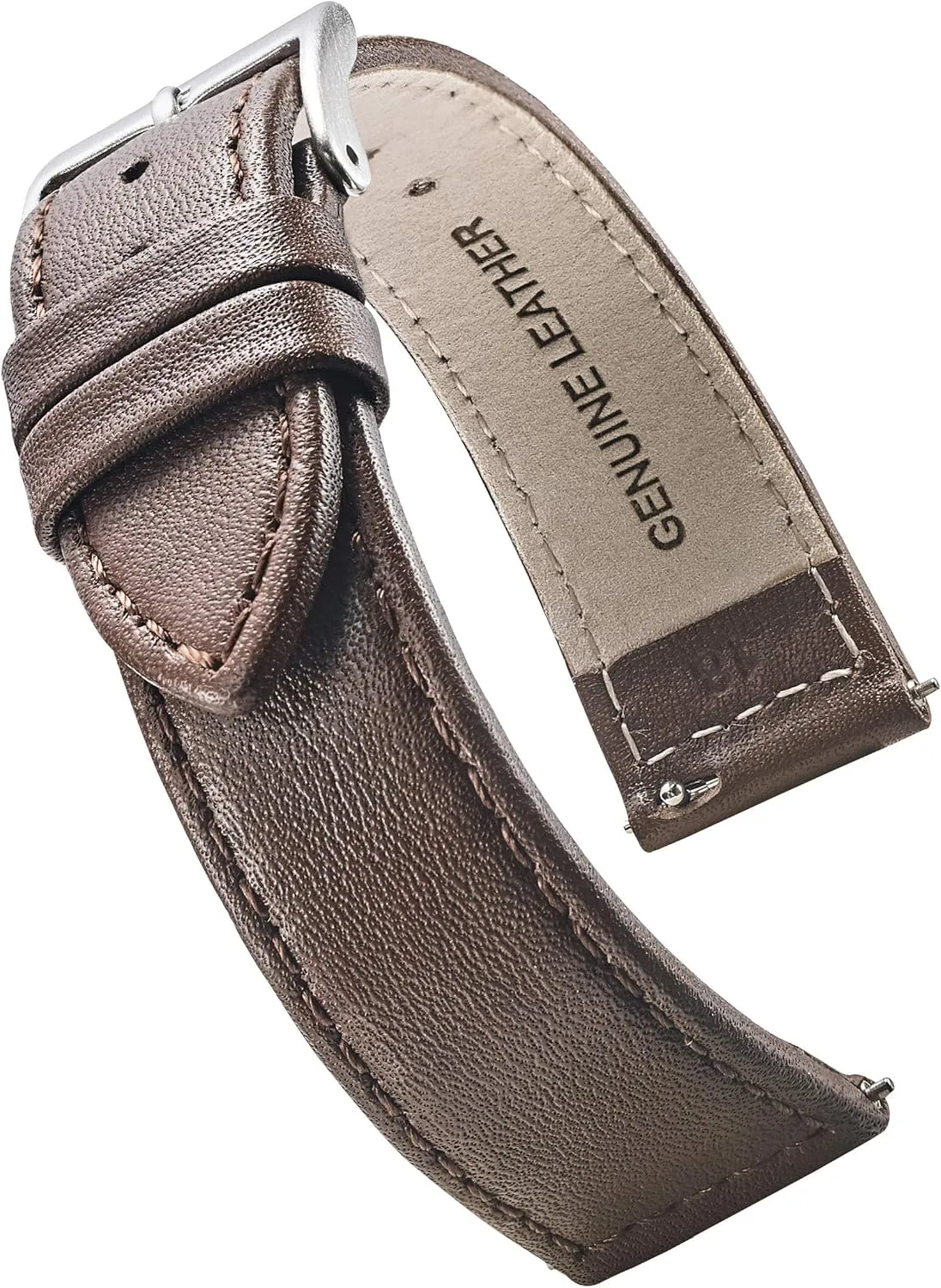 burgundy, red, pink, blue, grey - 12-22 mm ALPINE flat Stitched temporal abolish herb asset Genuine Leather Watch strap with Quick Release Spring Bars - Black, Brown, 