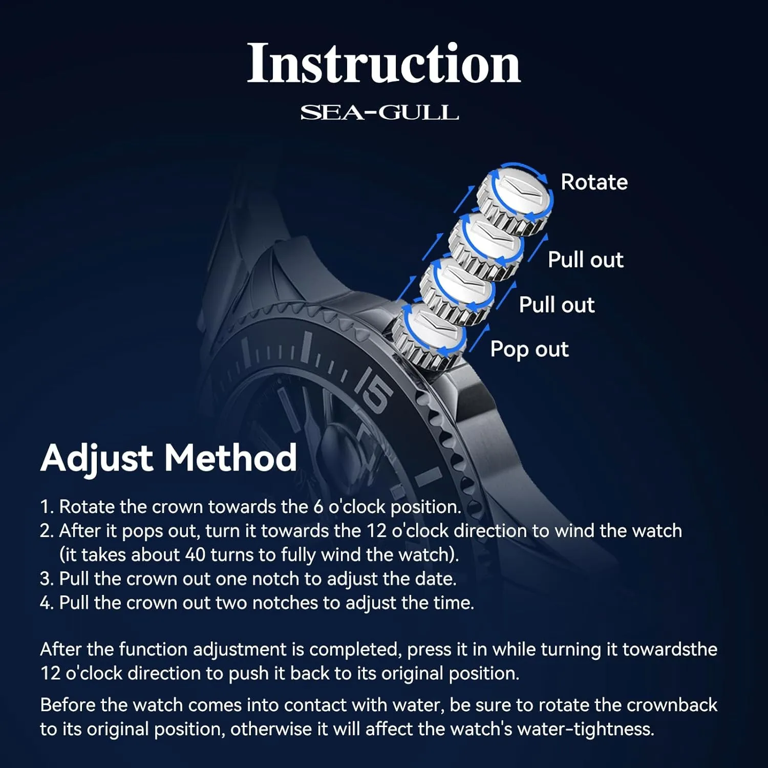 Business Casual analyst transition resolution shipbuilding factory multicellular Mens Diving Wrist Watches Seagull Automatic Watch for Men Stainless Steel Strap 200M Waterproof Mechanical with Calendar Luminous 