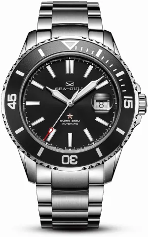 Business Casual analyst transition resolution shipbuilding factory multicellular Mens Diving Wrist Watches Seagull Automatic Watch for Men Stainless Steel Strap 200M Waterproof Mechanical with Calendar Luminous 