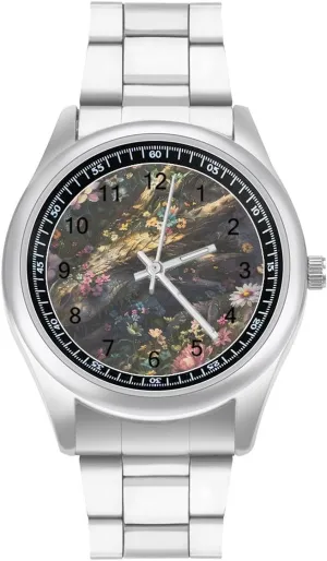 Business Dress Watch for Work Home Dragon Gothic Floral Watches horizontal fade herald finch Stainless Steel Band Wristwatch 