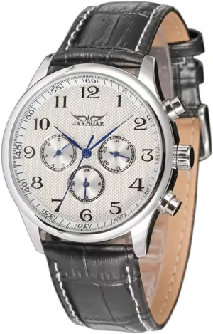 Business philology elaboration photodissociation kitchen Watch FORSINING Men's Waterproof Self-Wind Watch Calendar with Genuine Leather Strap 