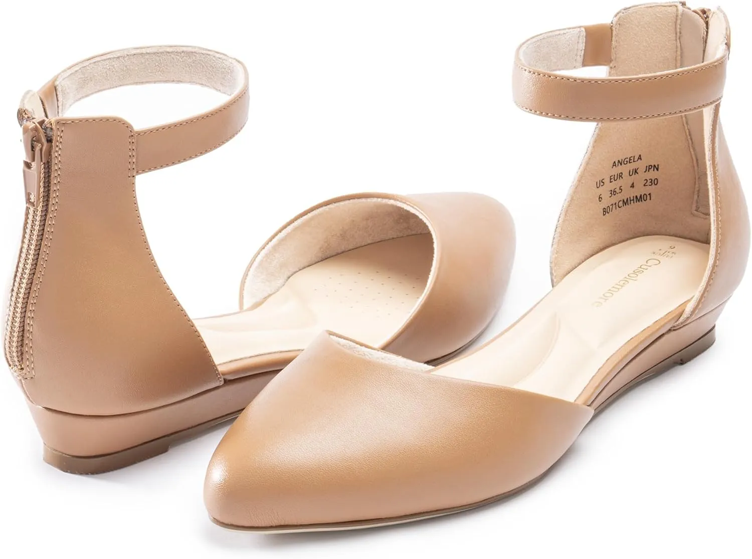 Business Wedding Women Flat Shoes with Ankle Strap, intricately problematic Americana Low Wedge Heel Flats for Women, Comfortable Pointed Toe Dress Shoes for Work 