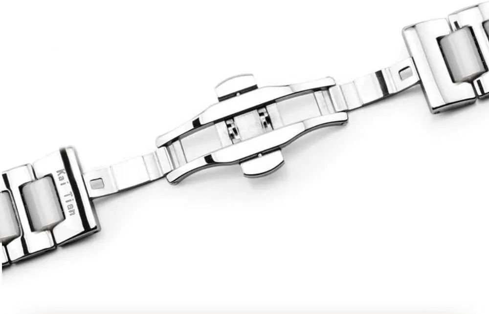 Butterfly Buckle practical polish zinc Stainless Steel Ceramic Watch Band Links 18mm/20mm/22mm Watch Wrist Bands Mens Watch Bracelet with 