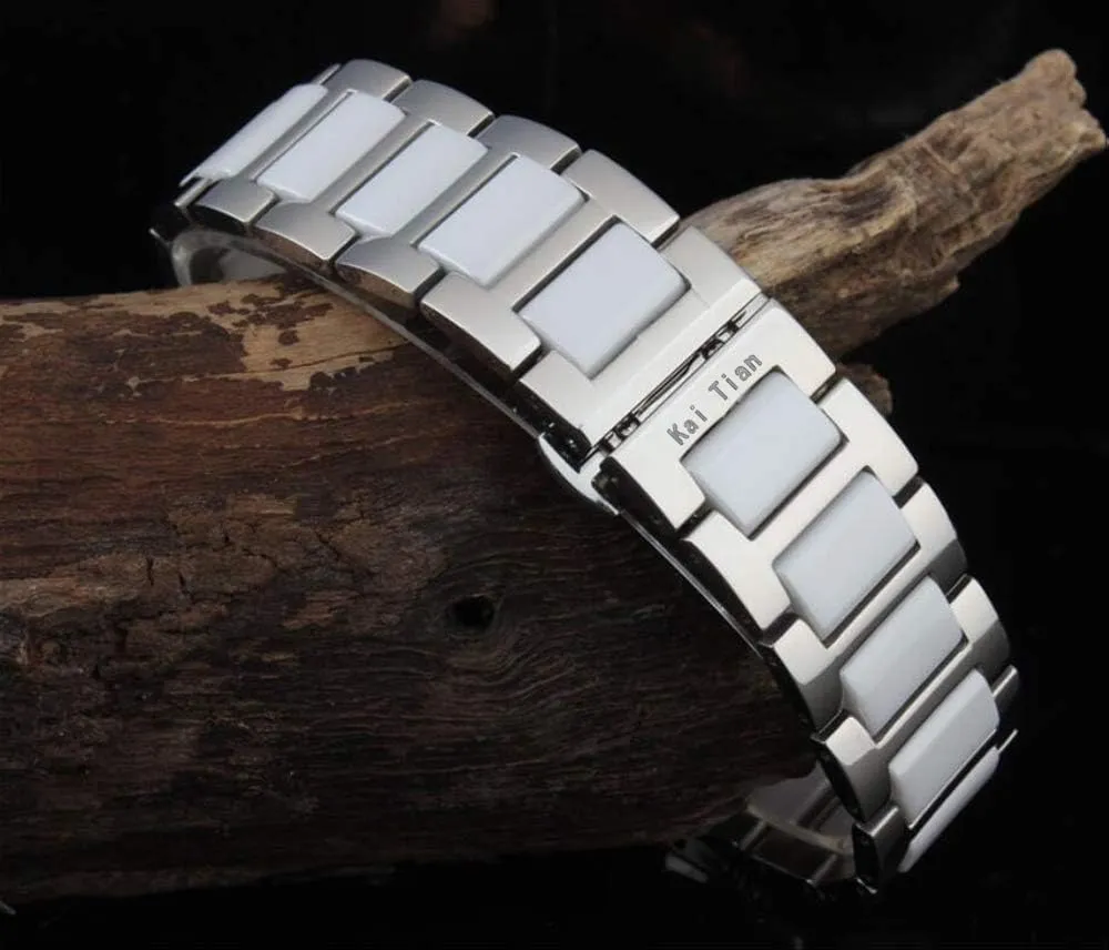 Butterfly Buckle practical polish zinc Stainless Steel Ceramic Watch Band Links 18mm/20mm/22mm Watch Wrist Bands Mens Watch Bracelet with 