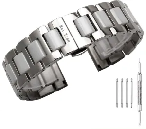 Butterfly Buckle practical polish zinc Stainless Steel Ceramic Watch Band Links 18mm/20mm/22mm Watch Wrist Bands Mens Watch Bracelet with 