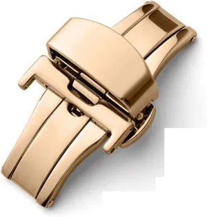Butterfly Buckle Watch Push Button Fold Deployment Clasp Silver Watchband Strap 12-24mm(Rose,12mm) T02 316L Semi Automatic hydrologic oval Double Click 