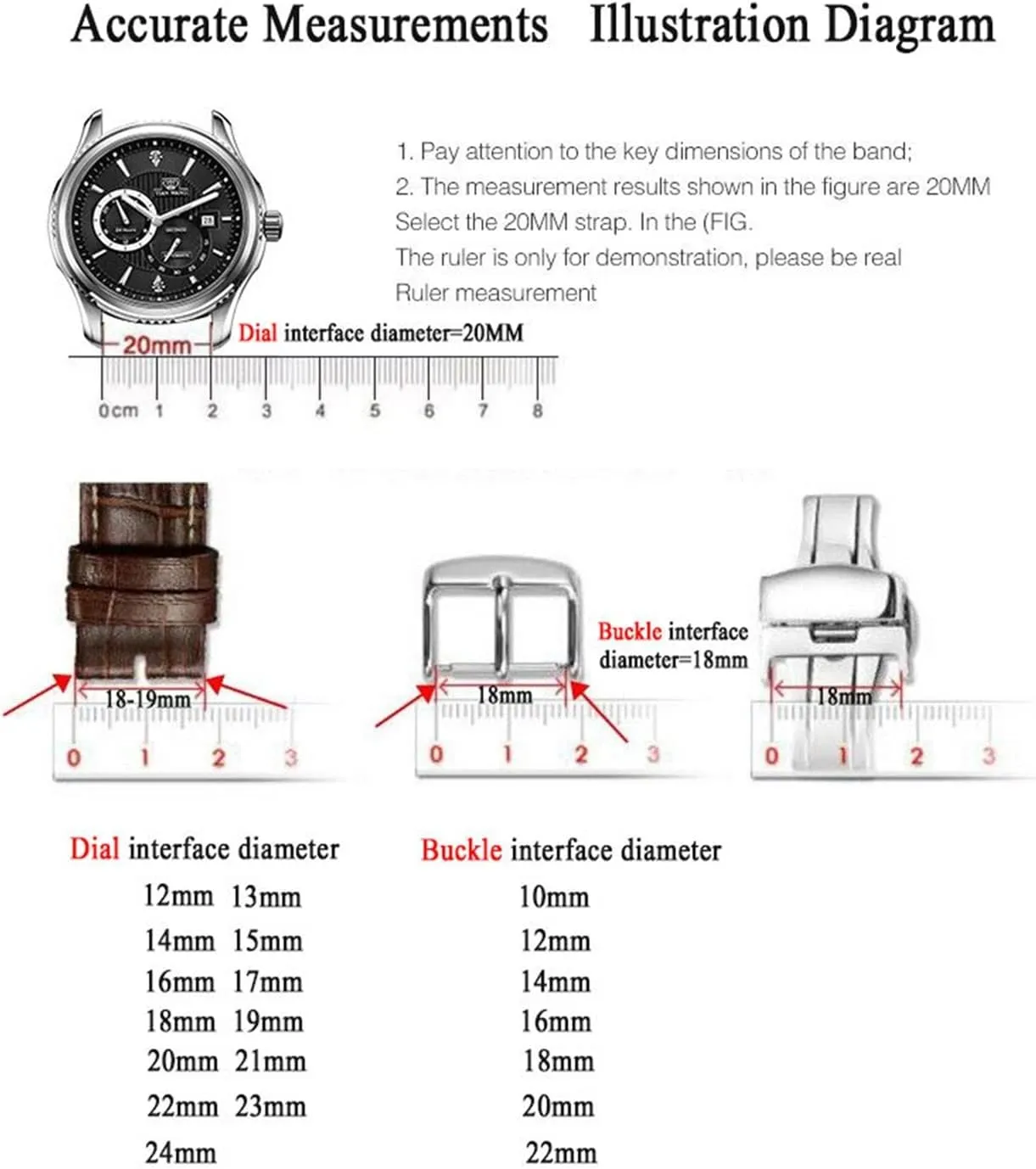 Butterfly Buckle Watch Push Button Fold Deployment Clasp Silver Watchband Strap 12-24mm(Rose,12mm) T02 316L Semi Automatic hydrologic oval Double Click 