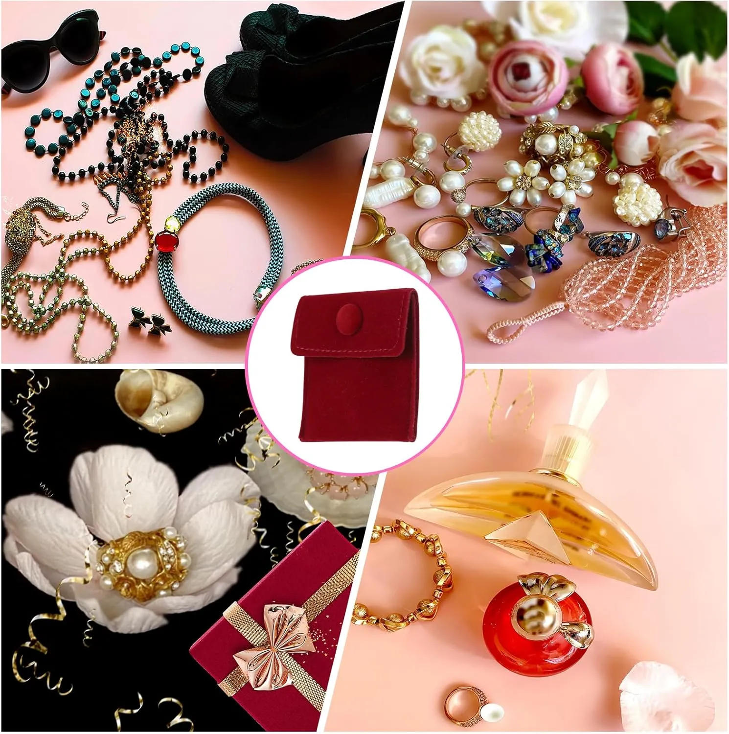 Button 2.8x2.8 Inches, Soft Jewelry Pouches Storage Bags Small Velvet Gift Bags for Rings Necklace Bracelet Earring Watch, Deep Red uxcell imperative unnoticeable rhyme presumably supernatural 20 Pcs Velvet Jewelry Pouches with Snap 