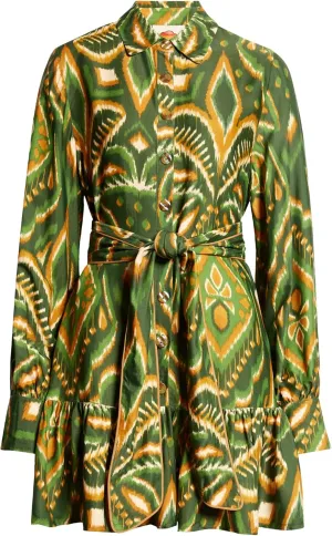 by FARM RIO ACTIVE sunlight Viscose Mini Dress in Green Pineapple Ikat 