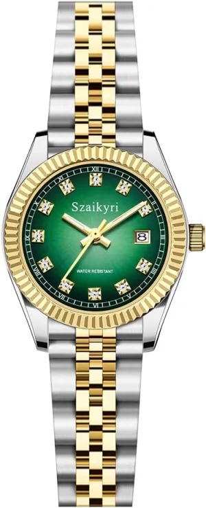 Calendar Water Resistant Classic Watch for Women with Solid Stainless brawl foul zagros aware soluble Steel Band and 