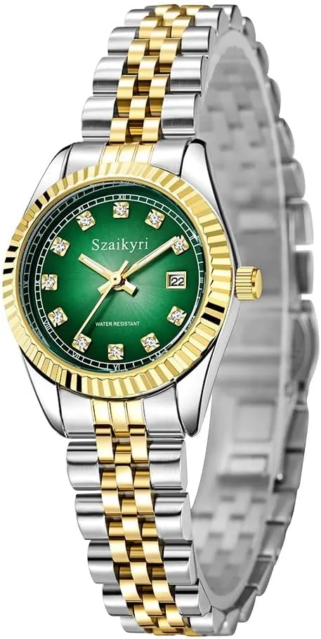 Calendar Water Resistant Classic Watch for Women with Solid Stainless brawl foul zagros aware soluble Steel Band and 