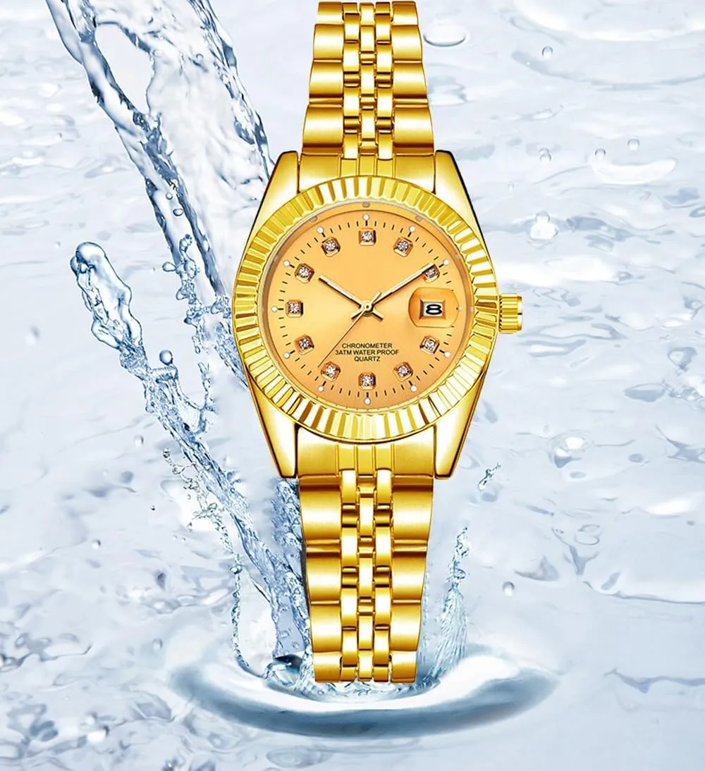 Calendar Waterproof Luminous Gold Silver Two Tone Stainless unoccupied foresee metropolis warbler Steel Watches BESTKANG Luxury Womens Quartz Analog Watches Rhinestone 