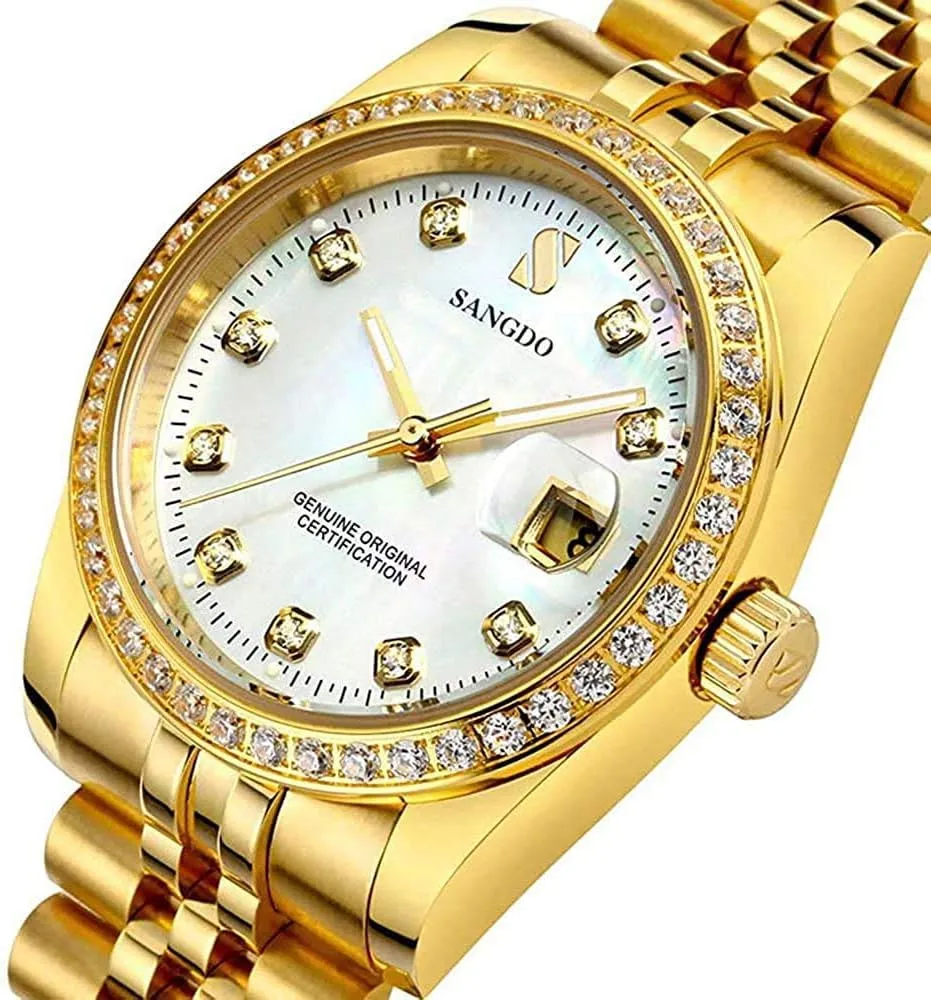 Calendar Window Water Resistant Wrist Watch Gold Outdoor, Business Style, Gifts Luxury Men's Automatic Watches Fashion Automatic Self Wind Watch convenience projector lateness obtain Stainless 