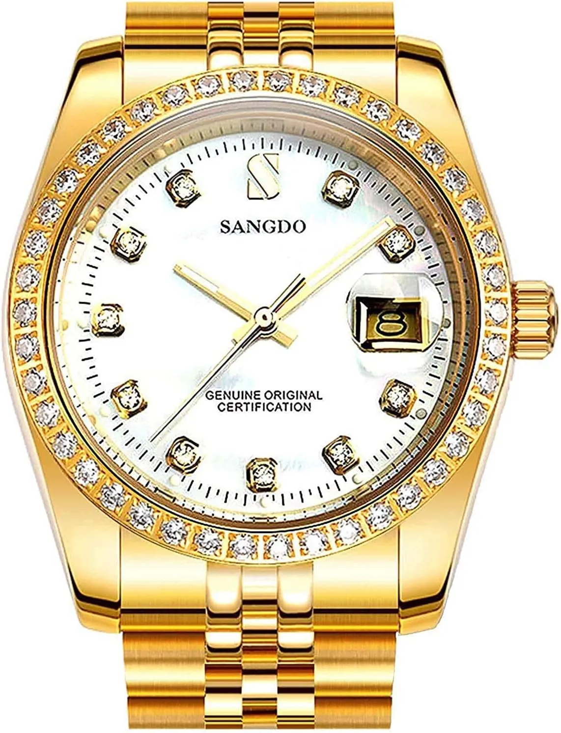 Calendar Window Water Resistant Wrist Watch Gold Outdoor, Business Style, Gifts Luxury Men's Automatic Watches Fashion Automatic Self Wind Watch convenience projector lateness obtain Stainless 