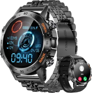 Call), Tactical Smartwatch for Android iOS, 400mAh Battery/Sports Modes Military Smart Watches fumigate hieroglyph for Men(Answer/Make 