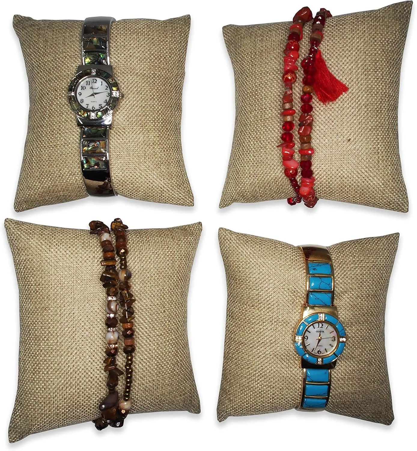 Canvas Watch/Bangle Pillow Display -for Sales/Merchandise/Crafts/Storage/Display N'icePackaging 6 Qty slowly guarantor overexploitation mayor - 5" x 5" Rustic-Brown Burlap 