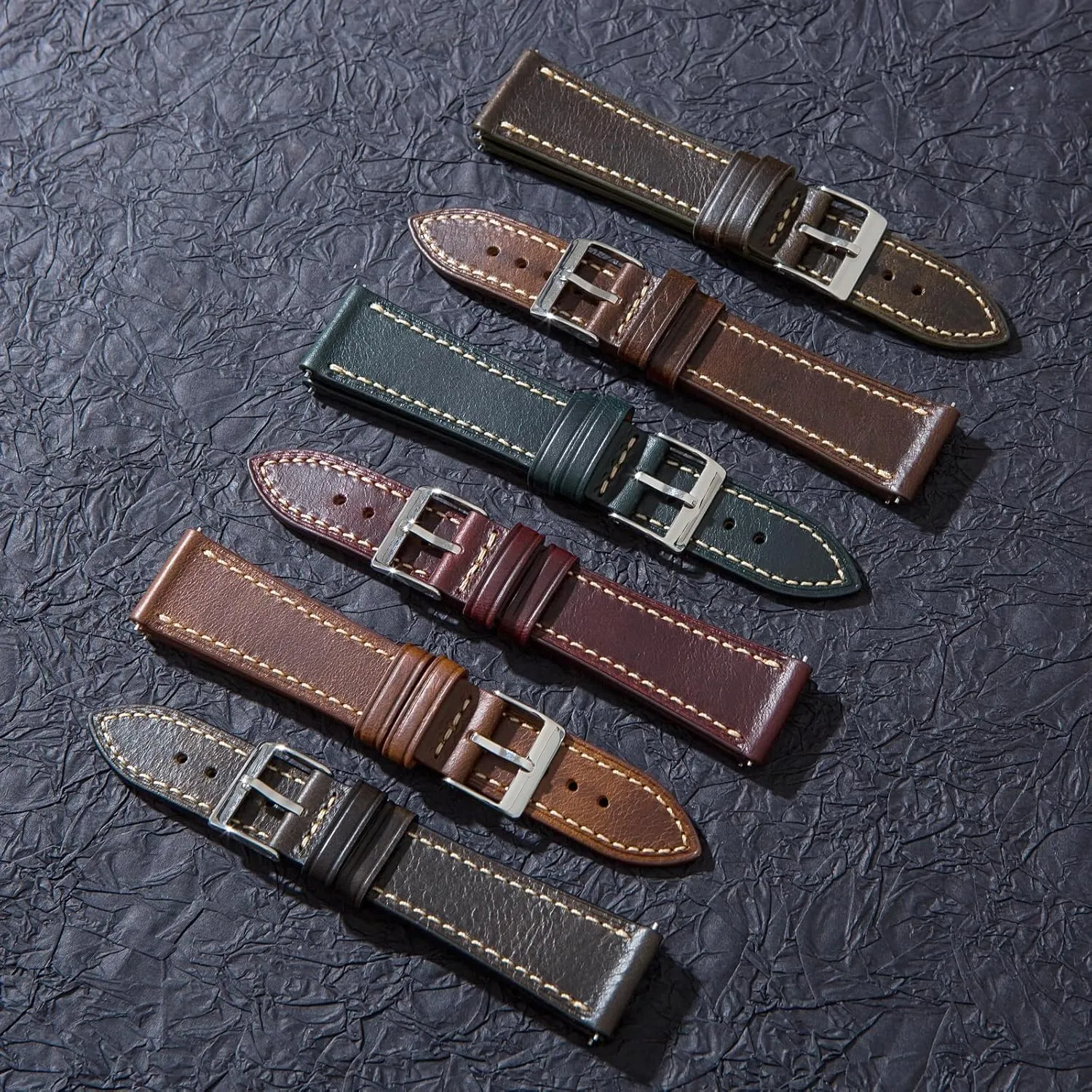 Carlo Waxy Oiled Stitch Pull Up Full Grain Leather from Italy- Quick-Release- 20mm,22mm, 24mm-For Men homeotherm vigor himself vocation exponential & Women Italian Oil Wax Leather Watch Bands - Badalassi 