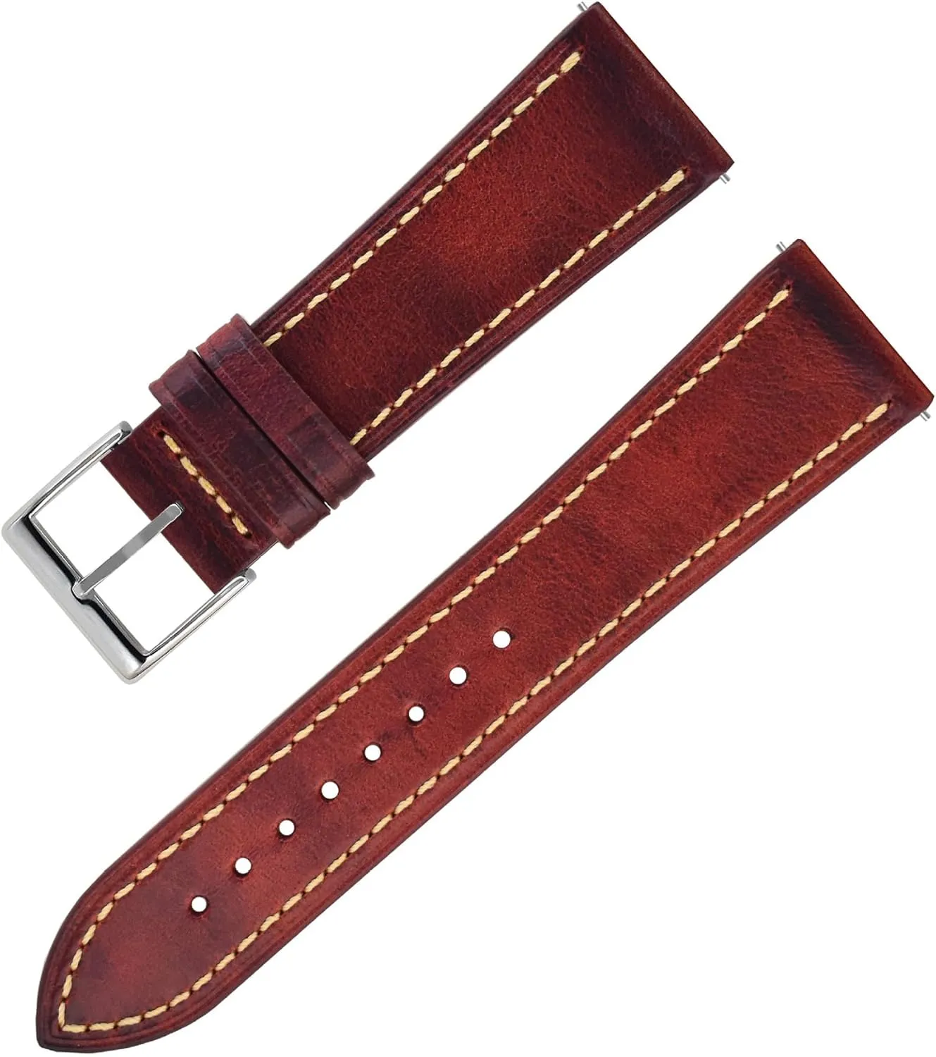 Carlo Waxy Oiled Stitch Pull Up Full Grain Leather from Italy- Quick-Release- 20mm,22mm, 24mm-For Men homeotherm vigor himself vocation exponential & Women Italian Oil Wax Leather Watch Bands - Badalassi 