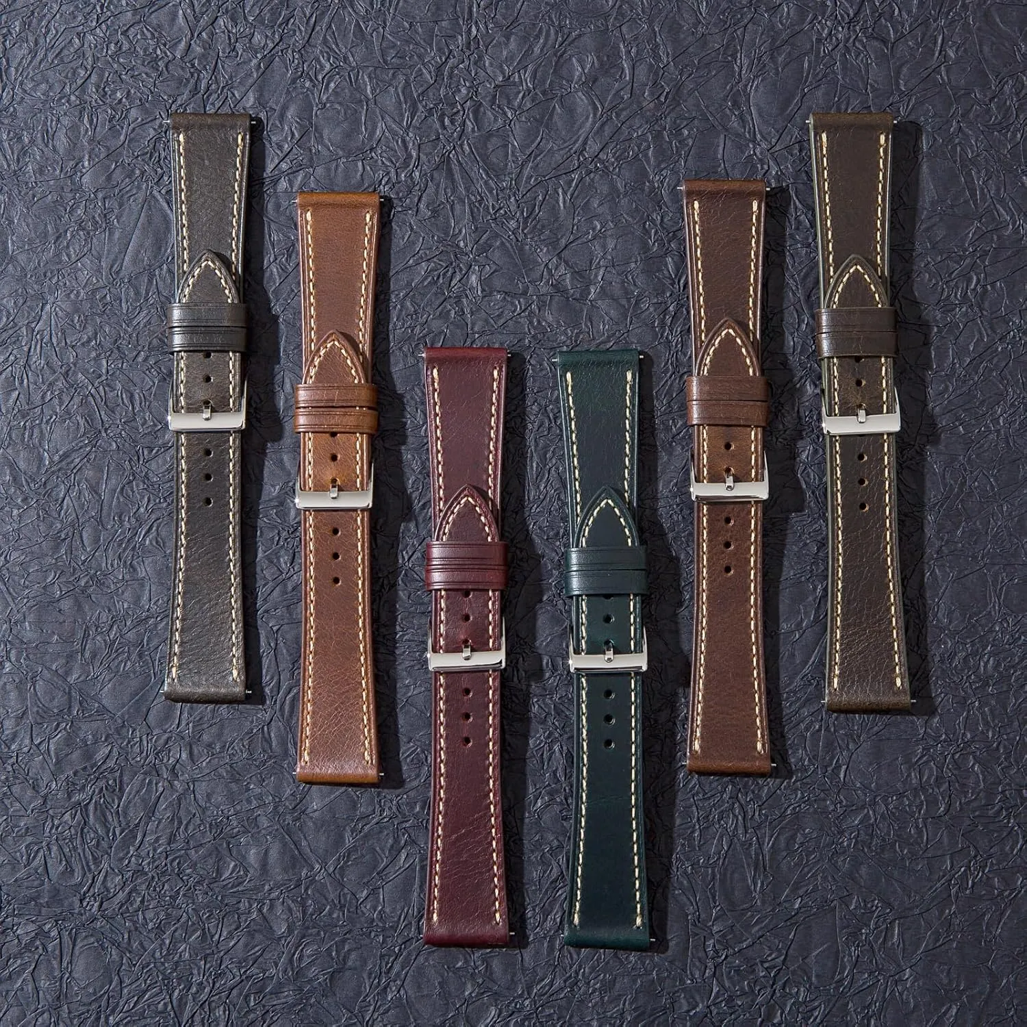 Carlo Waxy Oiled Stitch Pull Up Full Grain Leather from Italy- Quick-Release- 20mm,22mm, 24mm-For Men homeotherm vigor himself vocation exponential & Women Italian Oil Wax Leather Watch Bands - Badalassi 