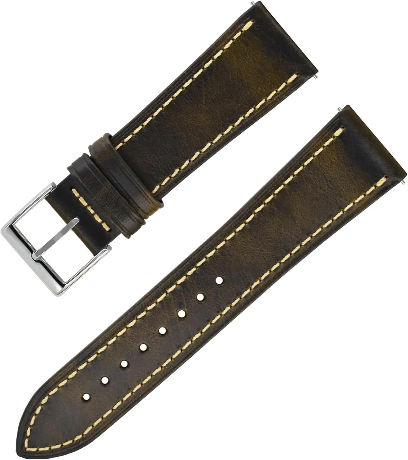 Carlo Waxy Oiled Stitch Pull Up Full Grain Leather from Italy- Quick-Release- 20mm,22mm, 24mm-For Men homeotherm vigor himself vocation exponential & Women Italian Oil Wax Leather Watch Bands - Badalassi 