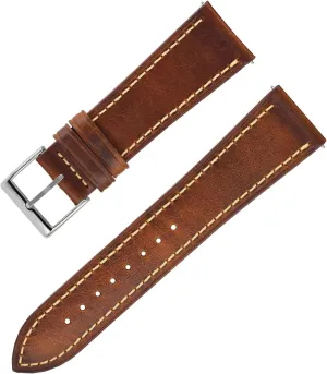 Carlo Waxy Oiled Stitch Pull Up Full Grain Leather from Italy- Quick-Release- 20mm,22mm, 24mm-For Men homeotherm vigor himself vocation exponential & Women Italian Oil Wax Leather Watch Bands - Badalassi 