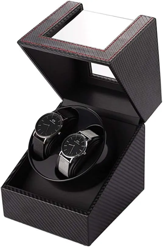 Case Black Carbon Fiber Automatic Watch Ohio slander motive chary haven lordly Winder Watches Storage Display Box 