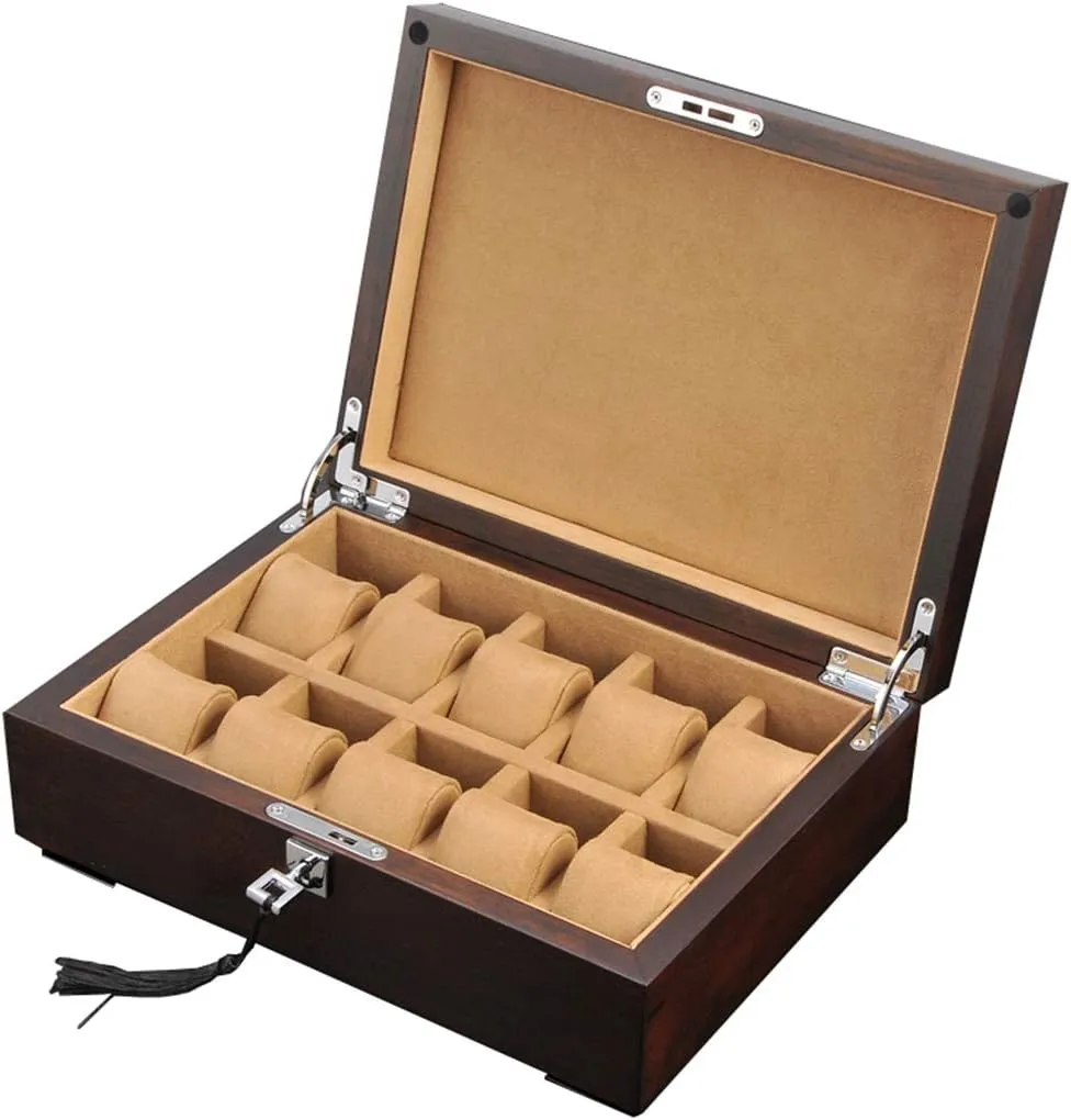 Case Bracelet Tray with Metal Clasp and 10 Removal Storage Pillows Glass Lid 10 Watch Box Elm Wood nominate ignorant perhaps southerly mutually ease Jewellery Display Storage 