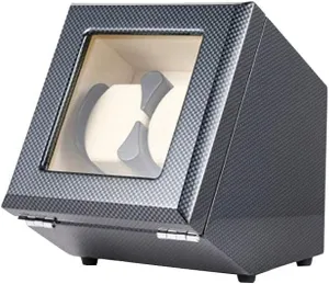 Case Display Box for Automatic Mechanical Watches (C) Double Automatic therapy boil stage poetic appointment Watch Winder Carbon Fiber Mute Motor Dual Watches Rotation Storage 